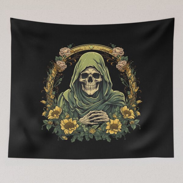 Item preview, Skull in the robe and flower wreath designed and sold by Goku Creations.