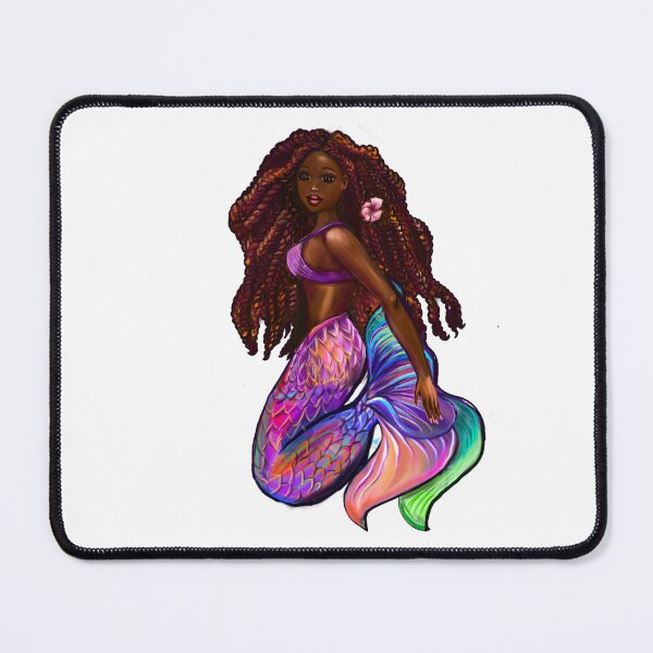 Item preview, mermaid with flowing red locs -  Afro hair and brown skin. Black mermaid designed and sold by Artonmytee.