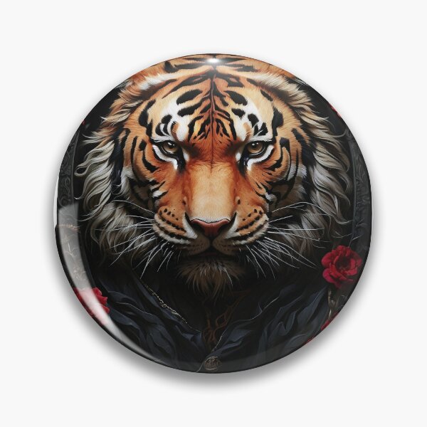 Item preview, Tiger face with redrose designed and sold by SpicyOne.