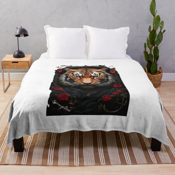 Item preview, Tiger face with redrose designed and sold by SpicyOne.