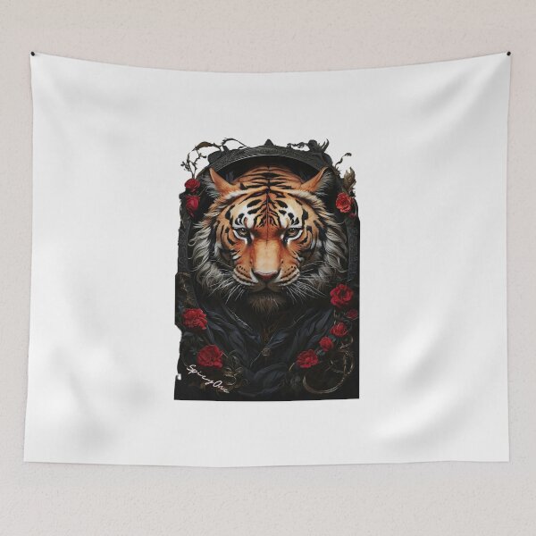 Item preview, Tiger face with redrose designed and sold by SpicyOne.
