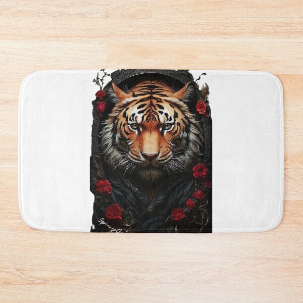 Item preview, Tiger face with redrose designed and sold by SpicyOne.