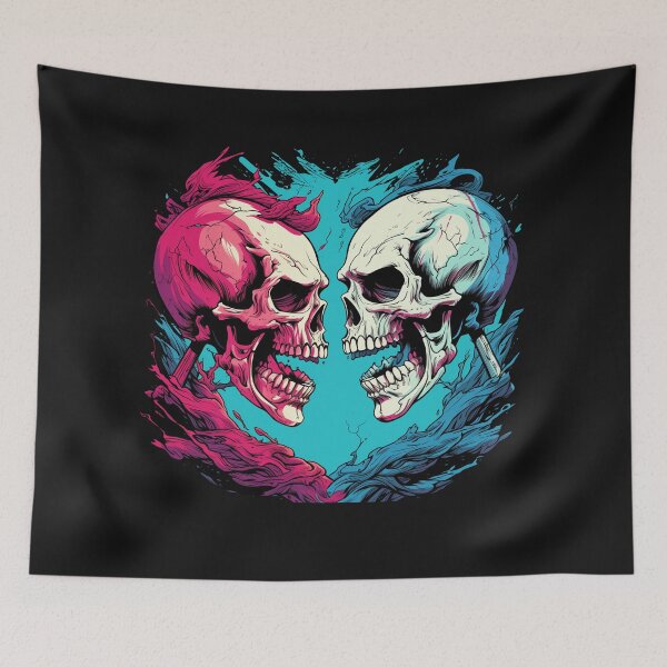 Item preview, Two skull fighting against each other designed and sold by Goku Creations.