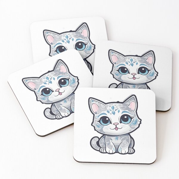 Item preview, Happy cute cat with Shaded Silver and Silver Tipped patterns designed and sold by Dhirendra Rajpurohit.