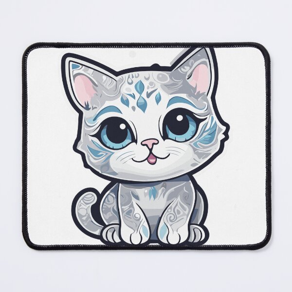 Item preview, Happy cute cat with Shaded Silver and Silver Tipped patterns designed and sold by Dhirendra Rajpurohit.