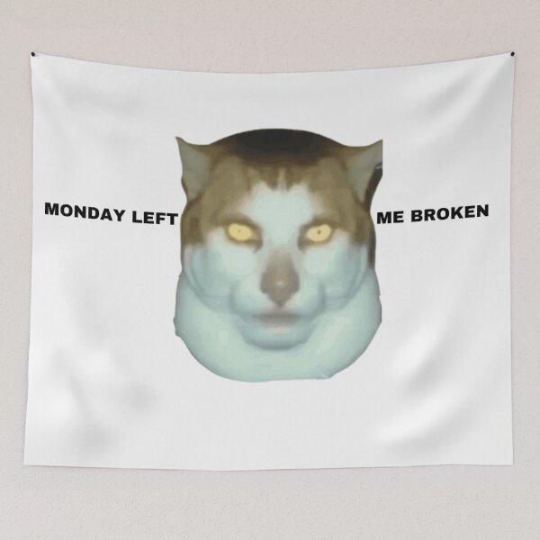 Item preview, Monday left me broken meme cat designed and sold by official_BRAINROTSHOP.