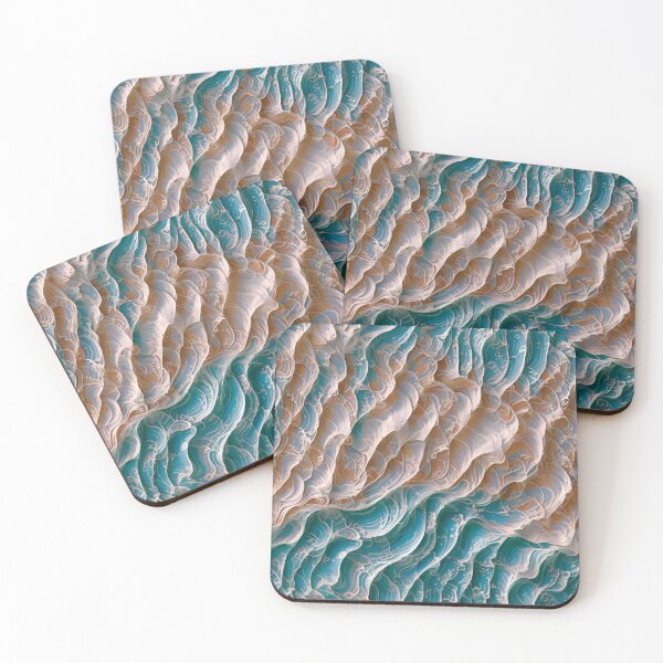 Item preview, Pattern of turquoise and brown waves designed and sold by CreativeSparkzz.