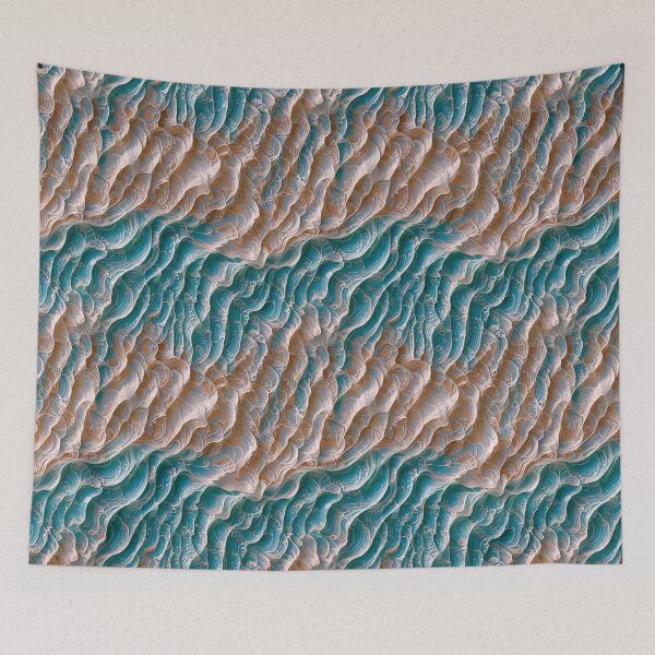 Item preview, Pattern of turquoise and brown waves designed and sold by CreativeSparkzz.