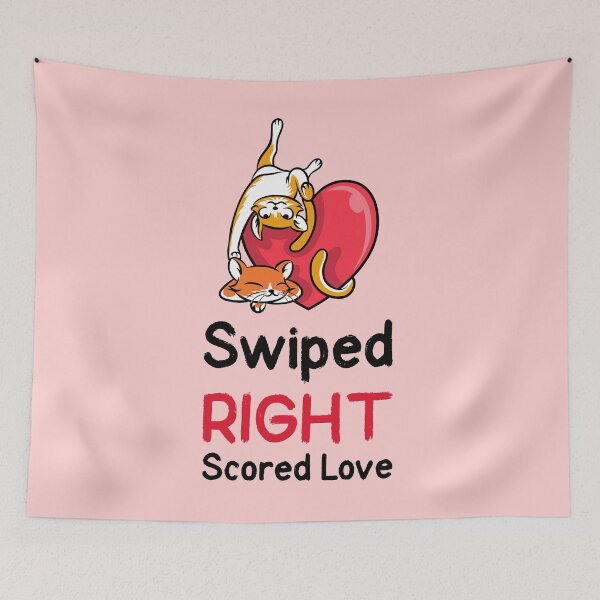 Item preview, Swiped Right Scored Love - Whimsical Valentine's Day Cat designed and sold by ElLocoMus.