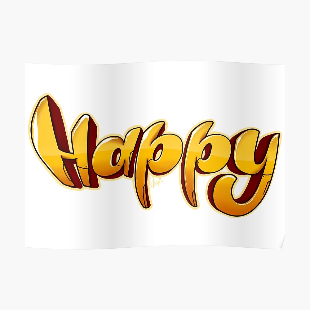 Happy Word Graffiti Art Letters Style Drawing Sticker By Kirart Redbubble