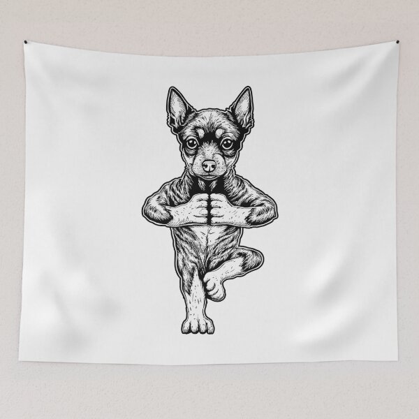 Item preview, Miniature Pinscher Yoga Dog Puppy Funny Dogs Tree Pose Asana designed and sold by GrandeDuc.