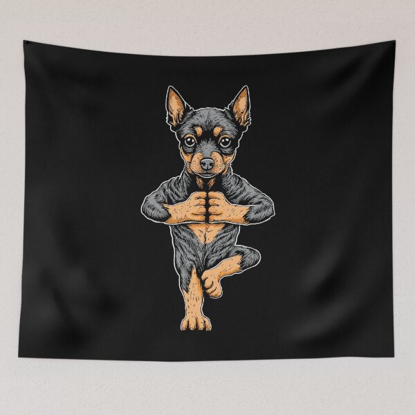 Item preview, Miniature Pinscher Yoga Dog Puppy Funny Dogs Tree Pose Asana designed and sold by GrandeDuc.