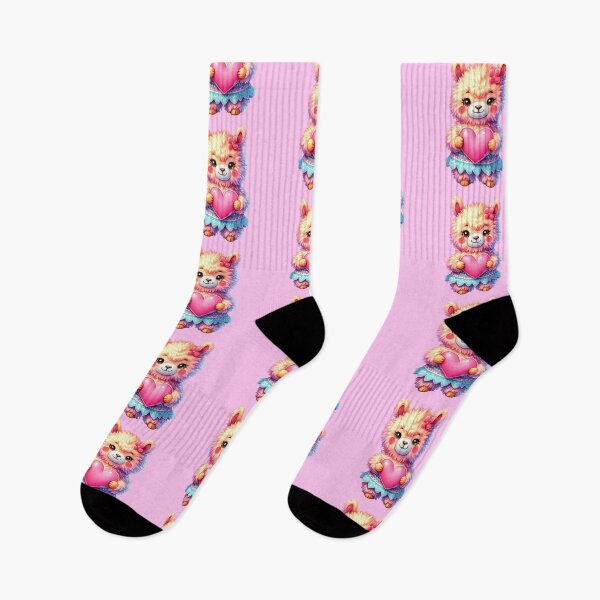 Item preview, Cute cartoon llama holding a pink heart, bright illustration on a white background, watercolor vintage style designed and sold by Niktarka.