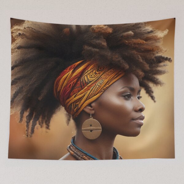 Aperçu de l'œuvre Afro Élégance | Beauté tribale en orange créée et vendue par Rothnaric.