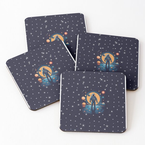 Item preview, a minimalist astronaut, fishing in the cosmic sea, with planets as bait, set against a starry backdrop. designed and sold by asbno19.