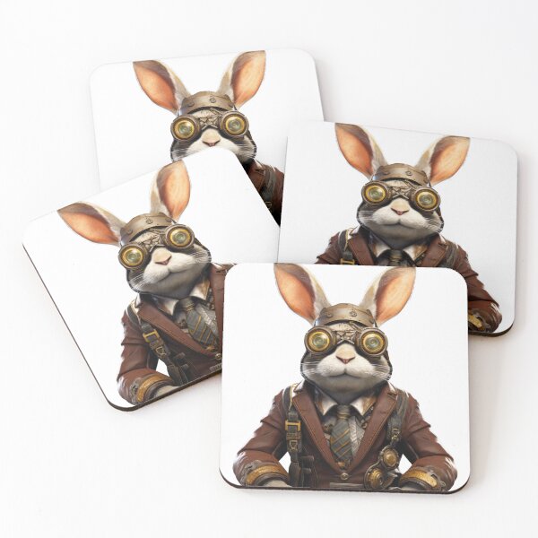 Item preview, Clockwork Steampunk Bunny - Vintage Gear Engineer Art designed and sold by lematworks.