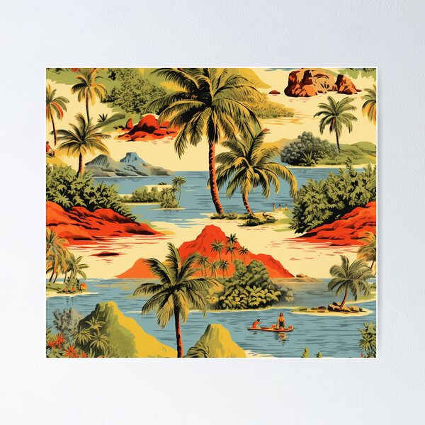 Item preview, Vintage Hawaiian Shirt Beach Print designed and sold by KitschNCountry.