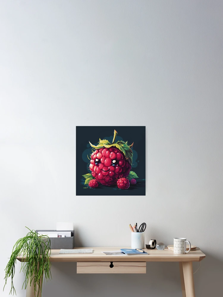 Thumbnail 2 of 3, Poster, Kawaii Raspberry designed and sold by Sp3ctrumOfColor.