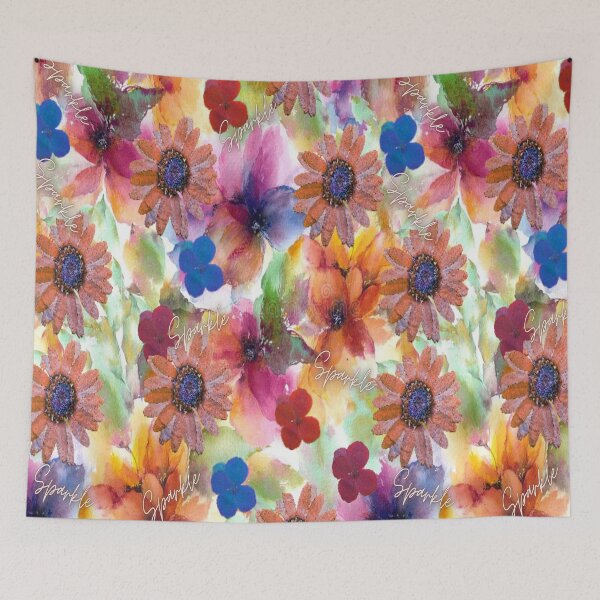 Item preview, Sparkle Floral Design,  Bohemian design, Abstraction, bold colorful abstract playful design inspired by nature designed and sold by Adri Barnard.