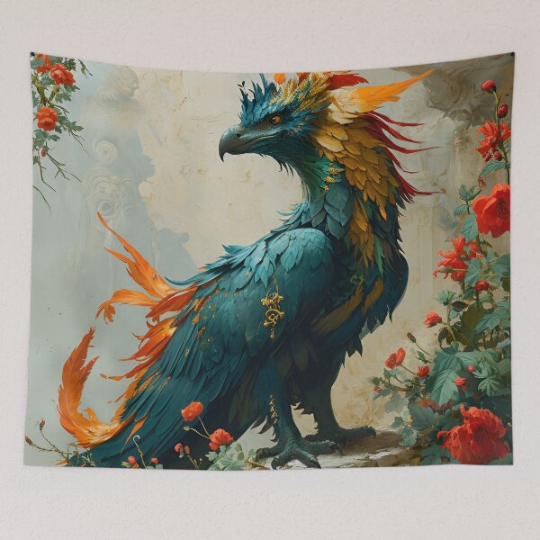 Item preview, Regal Plumage: The Phoenix of Floral Elegance designed and sold by APARTAI EU.