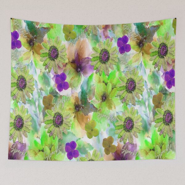 Item preview, Sparkle Floral Design 2,  Bohemian design, Abstraction, bold colorful abstract playful design inspired by nature designed and sold by Adri Barnard.