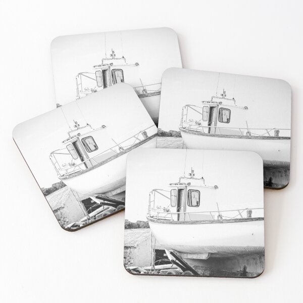 Item preview, Boat on the Pier Moville bw designed and sold by eddiebarronshop.