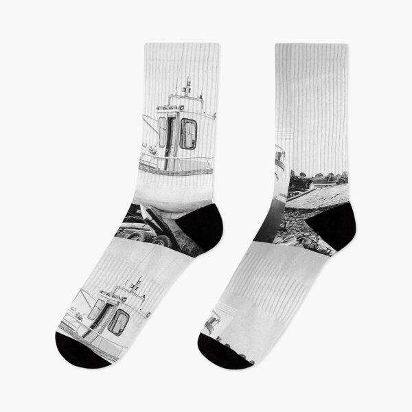 Item preview, Boat on the Pier Moville bw designed and sold by eddiebarronshop.