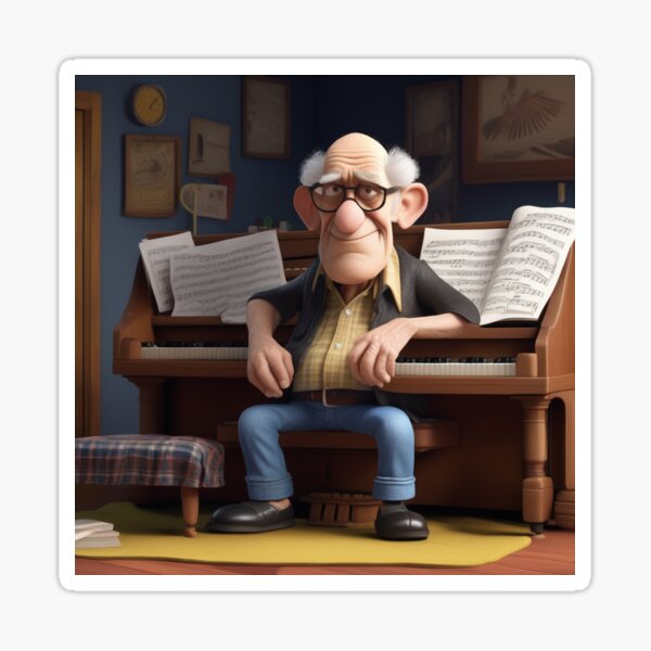 Grandfather Sitting At The Piano Sticker