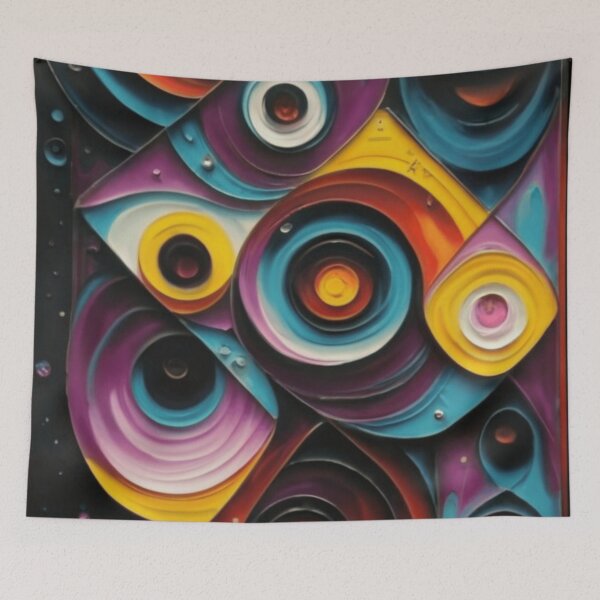 Item preview, SPACE PATTERN GEOMETRIC ABSTRACT, painting, graffiti, vibrant designed and sold by asbno19.