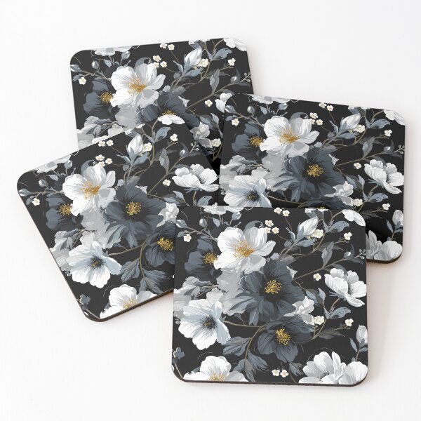 Item preview, A modern and minimalist floral pattern bold black and white blooms. designed and sold by cozycrafts3.