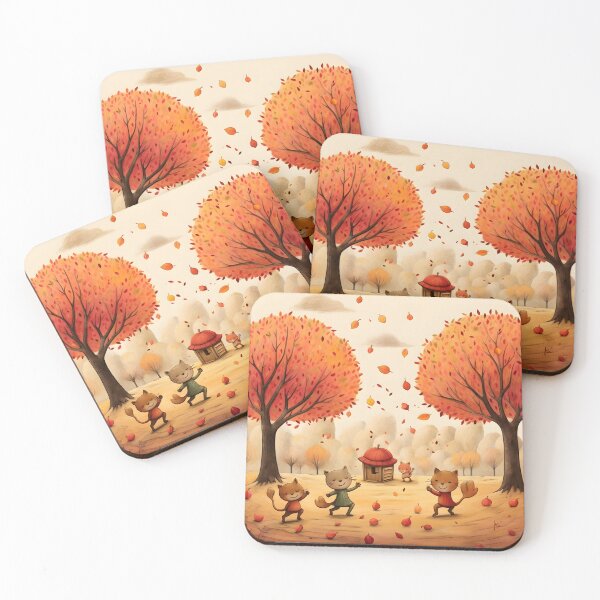Item preview, Autumn Floral Cats Celebrate with Autumn Silly Dance  designed and sold by omerfdln34.