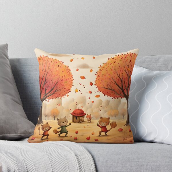 Item preview, Autumn Floral Cats Celebrate with Autumn Silly Dance  designed and sold by omerfdln34.