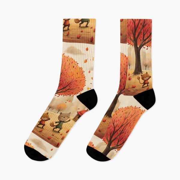Item preview, Autumn Floral Cats Celebrate with Autumn Silly Dance  designed and sold by omerfdln34.