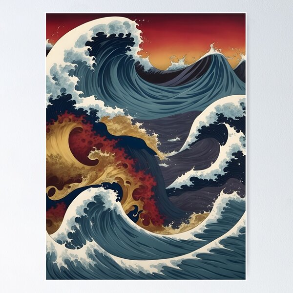 Item preview,  Great Wave Reimagined: Ocean Wall Art (Prints, Canvas, Metal & More) designed and sold by Art Royale.