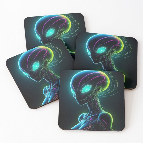 Item preview, Alien Elegance Neon Glow Extraterrestrial Art for Sci-Fi Enthusiasts designed and sold by ElLocoMus.