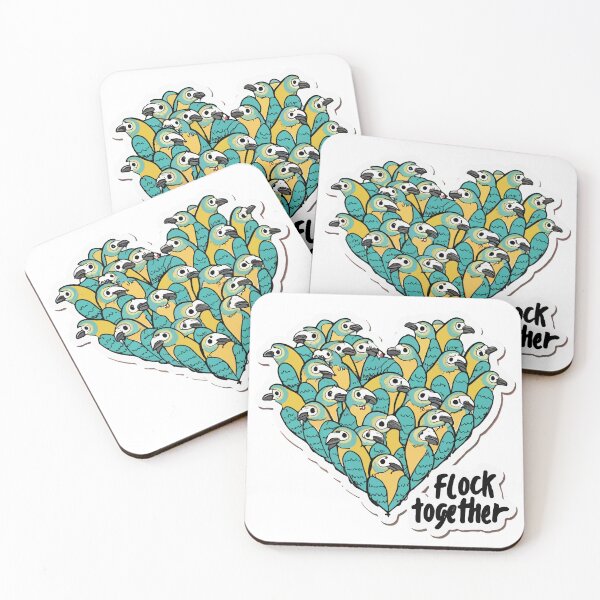 Item preview, Flock Together - Comic Style Parrot Heart Formation designed and sold by NiftyWrx.