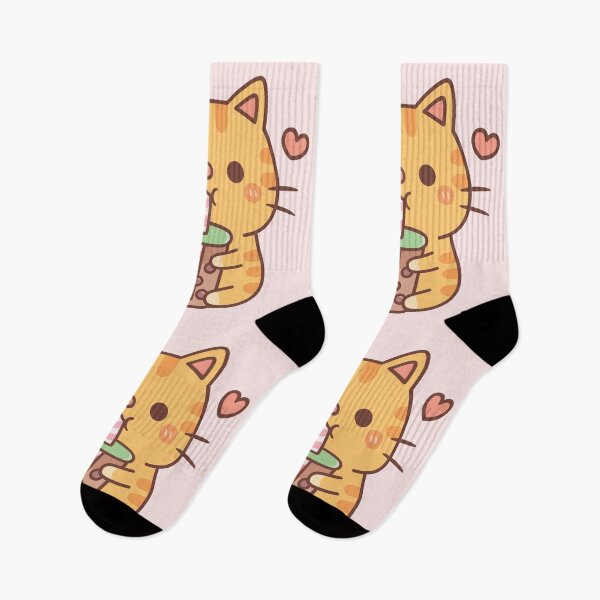 Item preview, Cute Orange Tabby Cat Loves Drinking Bubble Tea designed and sold by rustydoodle.