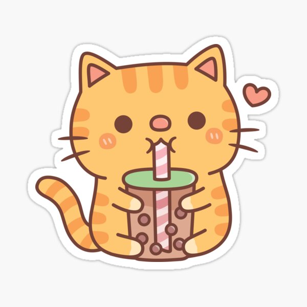 Item preview, Cute Orange Tabby Cat Loves Drinking Bubble Tea designed and sold by rustydoodle.