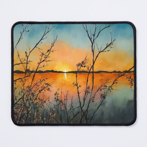 Item preview, Sunset hues dance on Loch of Stenness in watercolors designed and sold by Delemore Art.