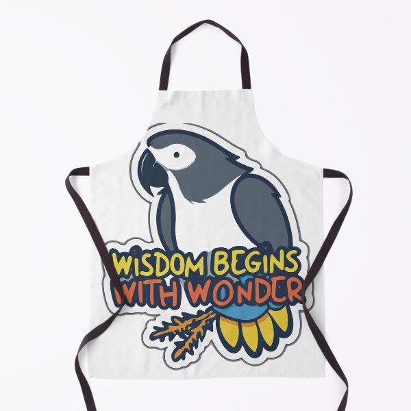 Item preview, Wisdom Begins with Wonder - African Grey Parrot Sticker designed and sold by NiftyWrx.