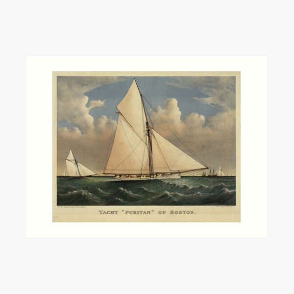 Vintage Boston Yacht - Puritan - Illustration (1885) Art Print