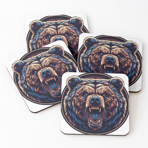 Item preview, Illustration of a big angry bear in a circle. designed and sold by andikabudi.