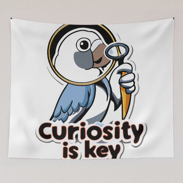 Item preview, Curious African Grey Parrot with Magnifying Glass designed and sold by NiftyWrx.