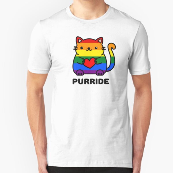 Purride Rainbow Cat Slim Fit T-Shirt