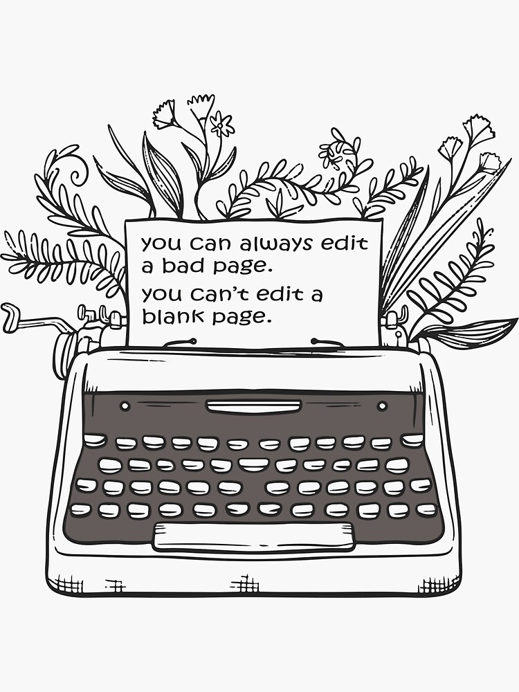 Thumbnail 3 of 3, Sticker, Purple Typewriter - Motivational Writing Quotes designed and sold by Laajab29.