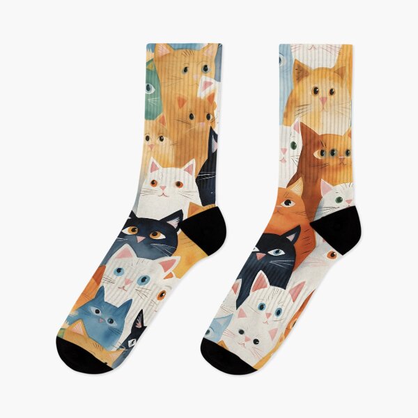 Item preview, Whimsical Cat Assembly Watercolor designed and sold by inkArtistryfine.