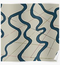 River Map Repeat - Piri Reis Medieval Cartography - Original Colourway Poster