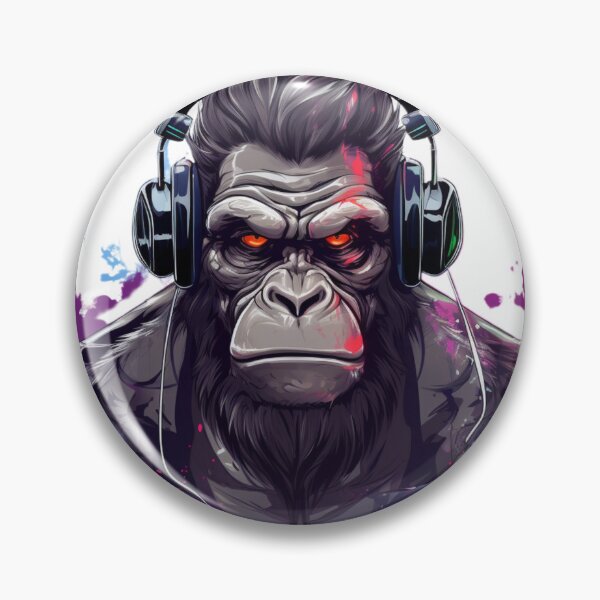 Item preview, Gorilla with headphones designed and sold by FunFabricFiesta.