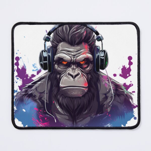 Item preview, Gorilla with headphones designed and sold by FunFabricFiesta.