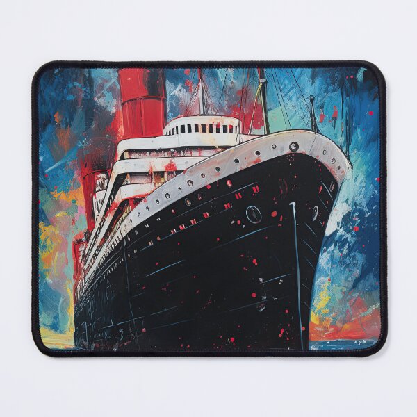 Item preview, Abstract black steamship in the navy blue sea with multicolor splashes designed and sold by fansyartdesign.